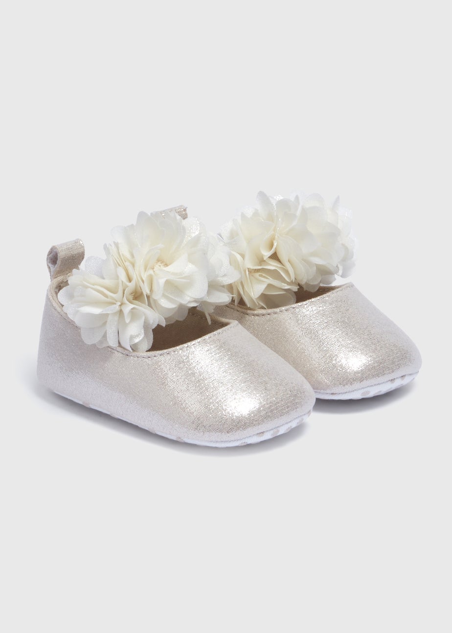 Baby Gold Metallic Flower Ballets (Newborn-18mths)