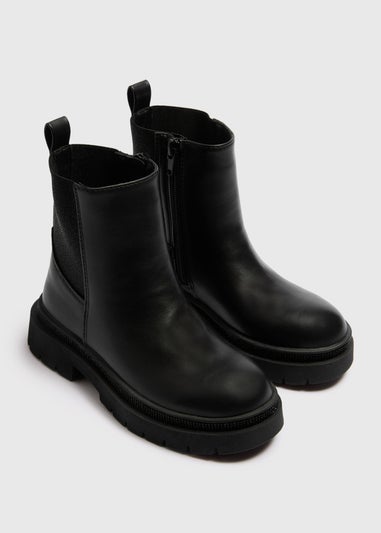 Girls Black Mid Chelsea Boots (Younger 10-Older 5)