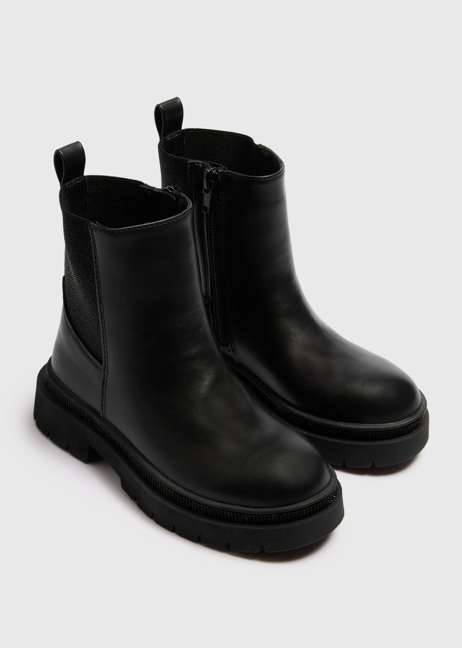 Girls Black Mid Chelsea Boots (Younger 10-Older 5)