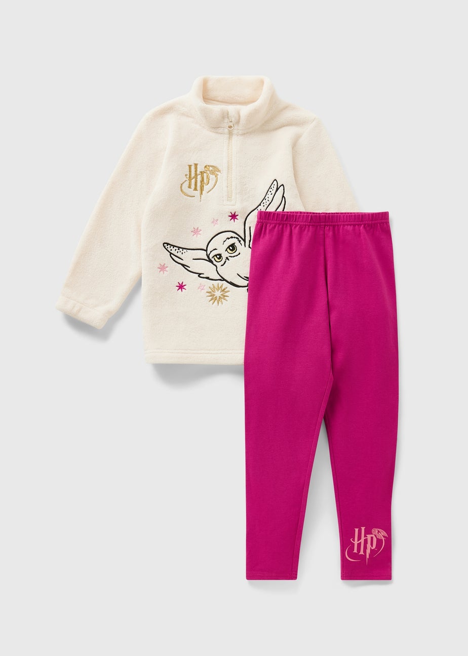 Harry Potter Girls Cream Hedwig Zip Fleece & Legging Set (4-13yrs)