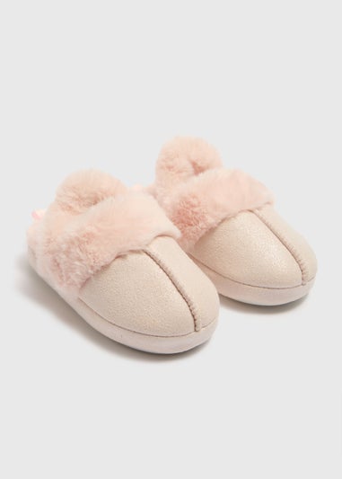 Girls Pink Snug Mule Slippers (Younger 4-12)