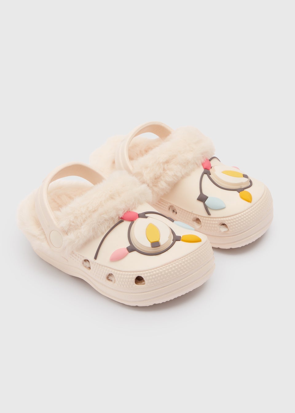 Girls Beige Fairy Lights Warm Lined Clogs (Younger 4/5-Older 5/6)