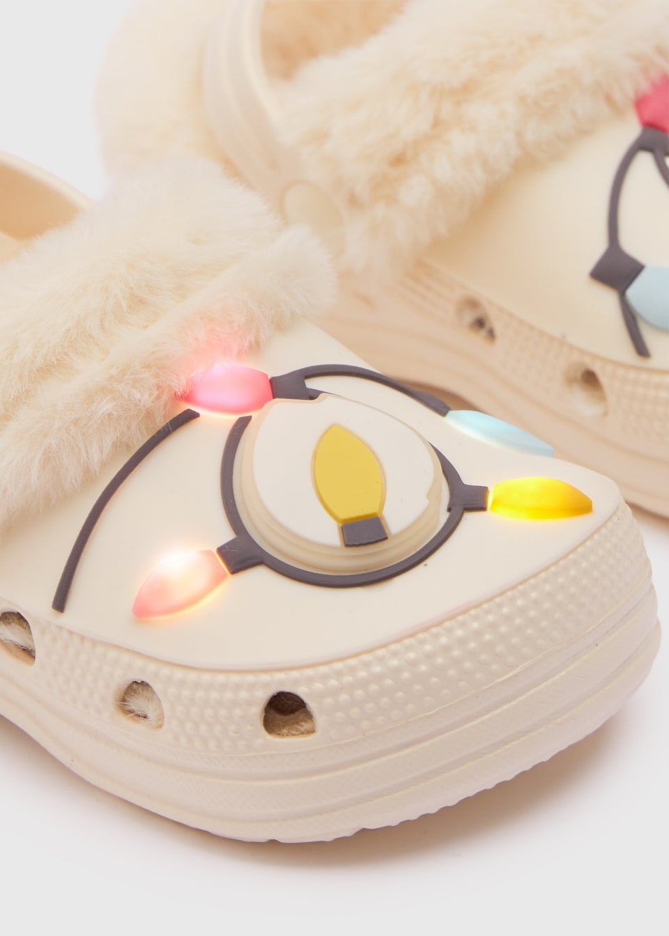 Girls Beige Fairy Lights Warm Lined Clogs (Younger 4/5-Older 5/6)