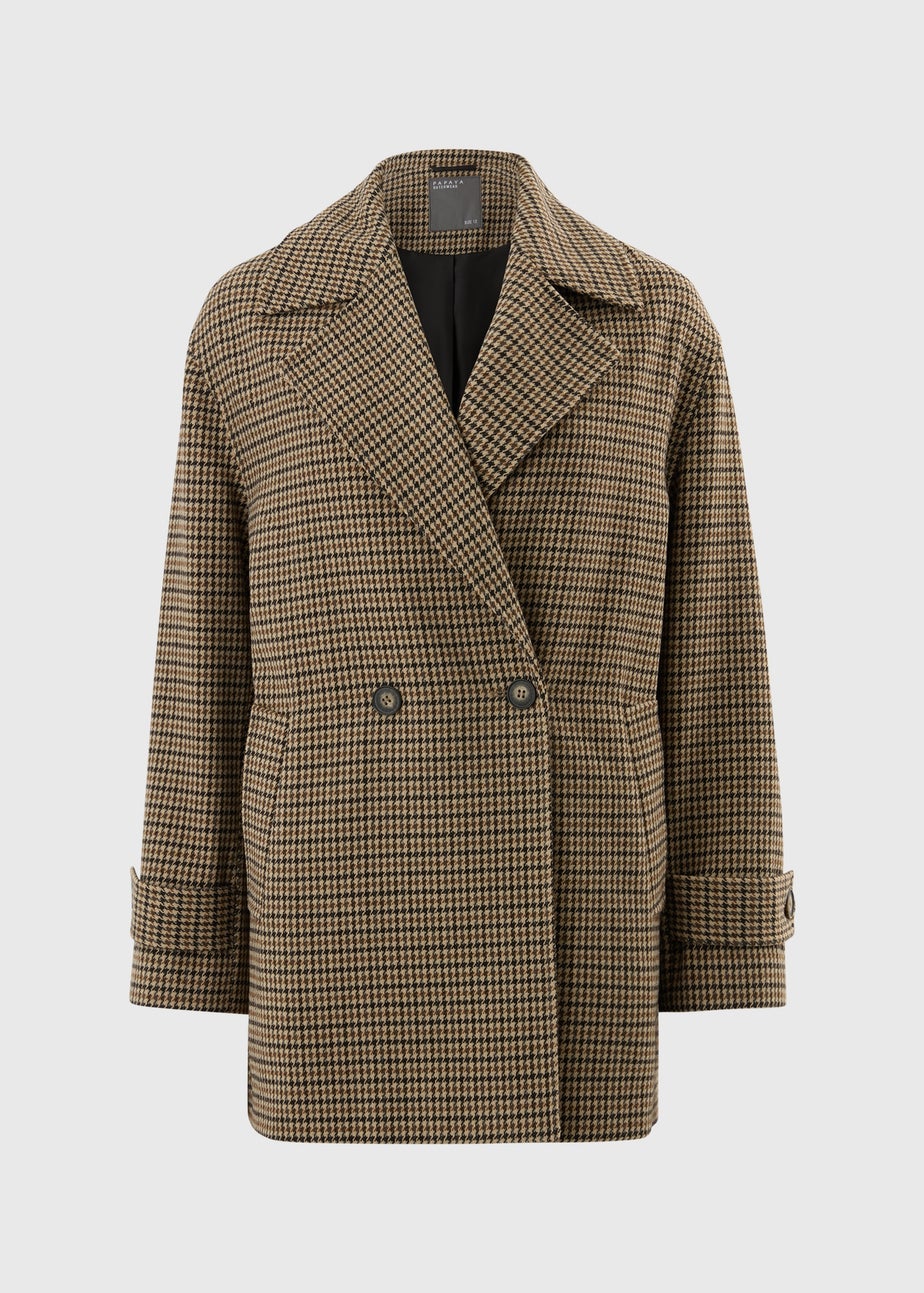 Brown Check Pea Coat
