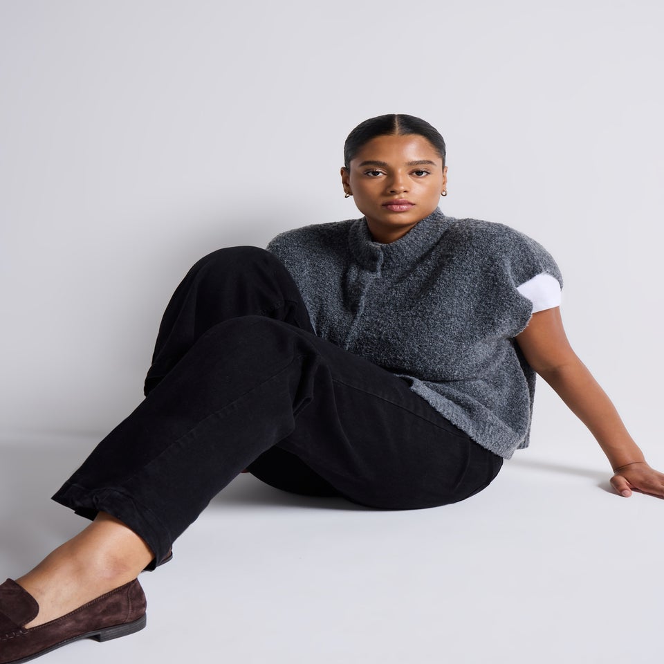 Black Front Pocket Wide Leg Jeans