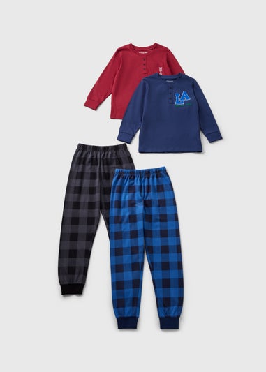 Boys 2 Pack Check Pyjama Sets (7-13yrs)