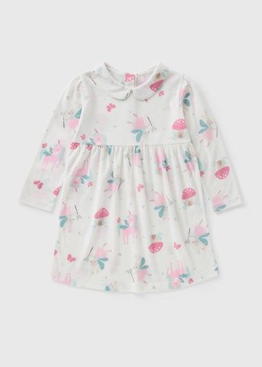 Girls White Printed Upspec Nightie