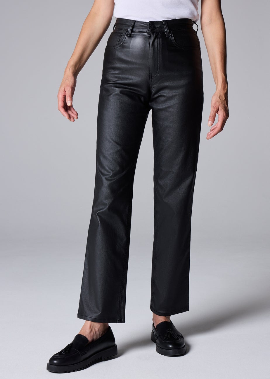 Black Coated Straight Jeans