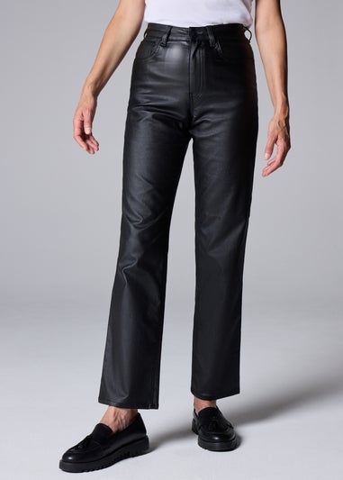 Black Coated Straight Jeans