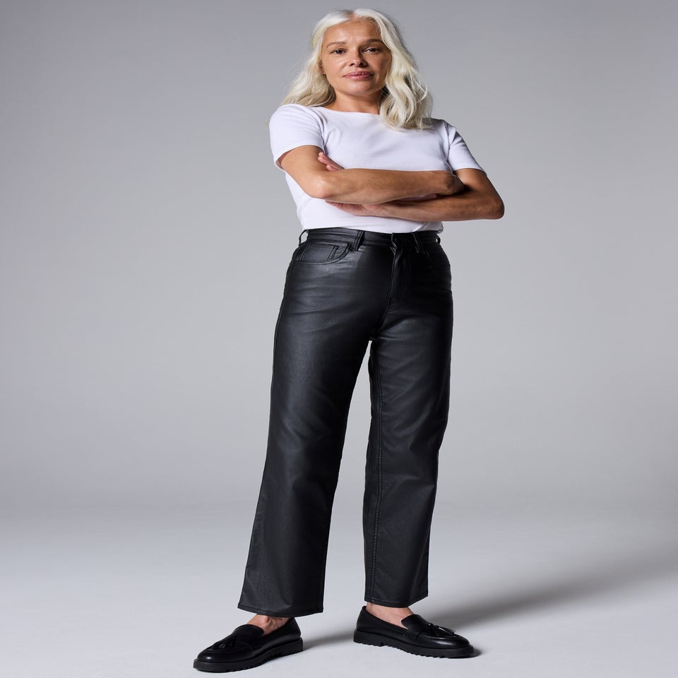 Black Coated Straight Jeans