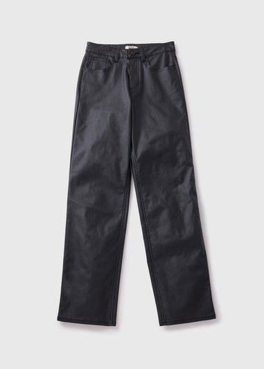 Black Coated Straight Jeans