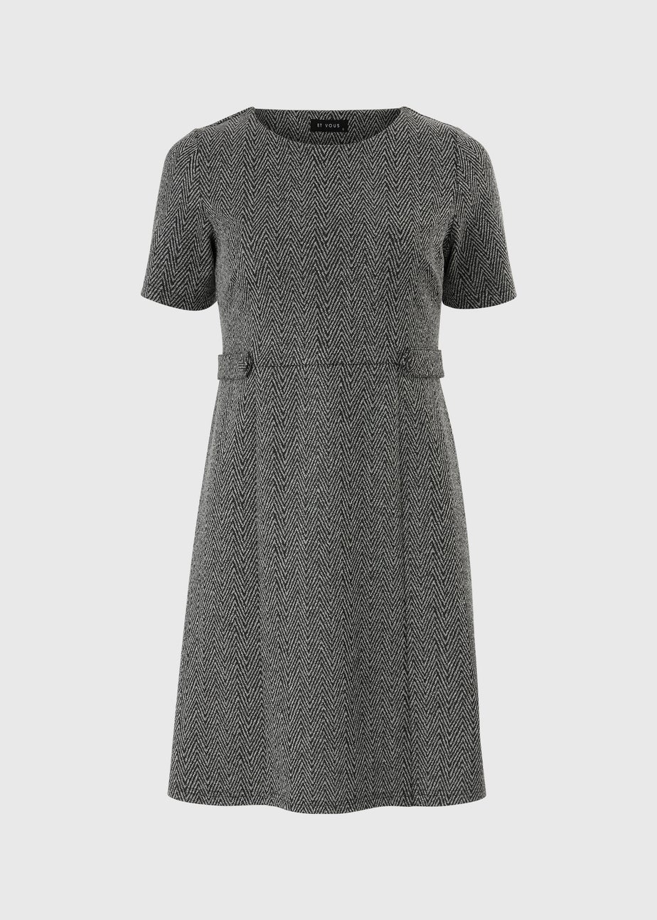 Et Vous Grey Ponte Zig Zag Dress