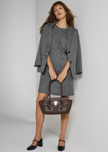 Et Vous Grey Ponte Zig Zag Dress