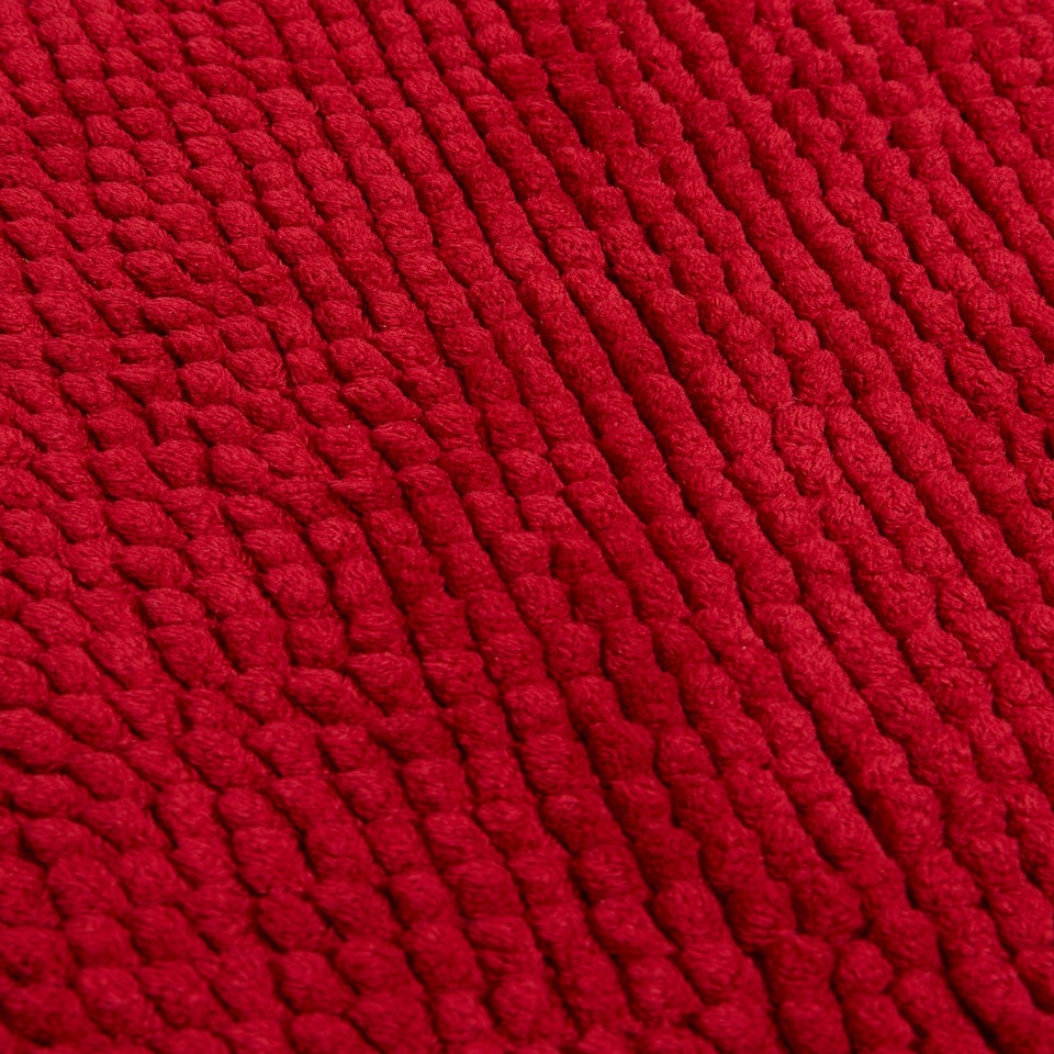 Red Chenille Bath Mat