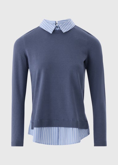 Et Vous Blue 2 In 1 Knitted Jumper & Shirt