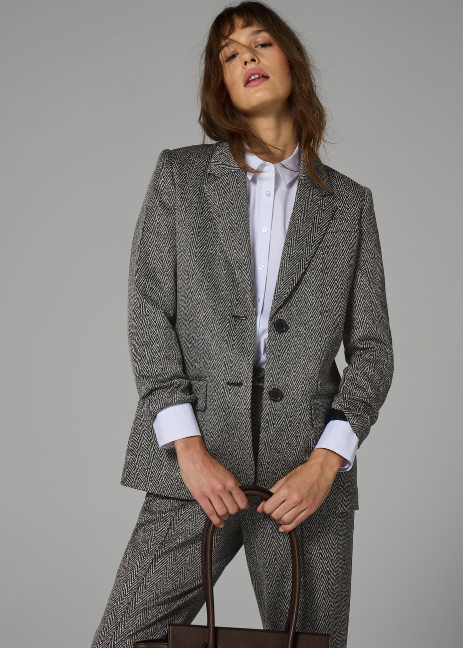 Et Vous Grey Herringbone Ponte Blazer