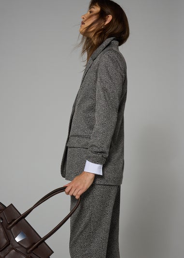 Et Vous Grey Herringbone Ponte Blazer