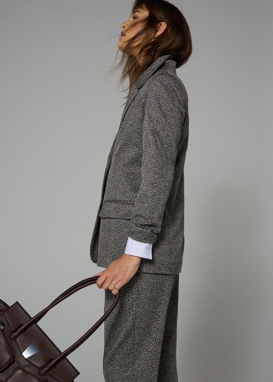 Et Vous Grey Herringbone Ponte Blazer