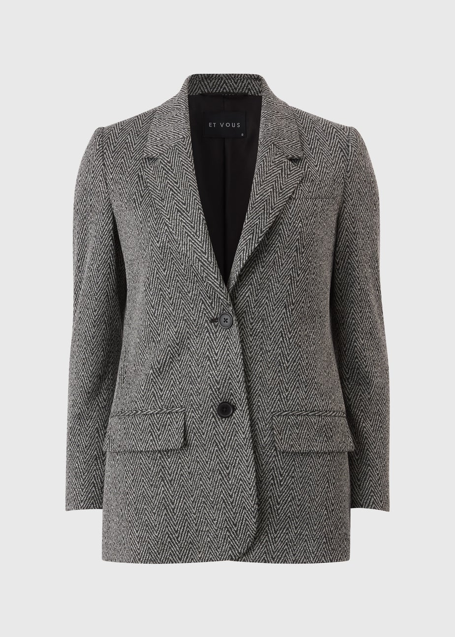 Et Vous Grey Herringbone Ponte Blazer