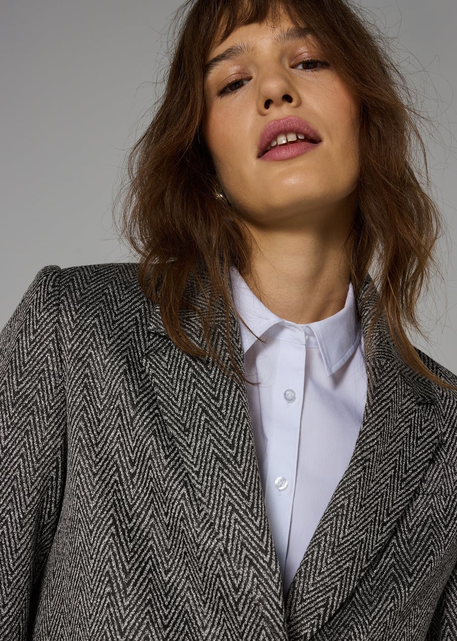 Et Vous Grey Herringbone Ponte Blazer