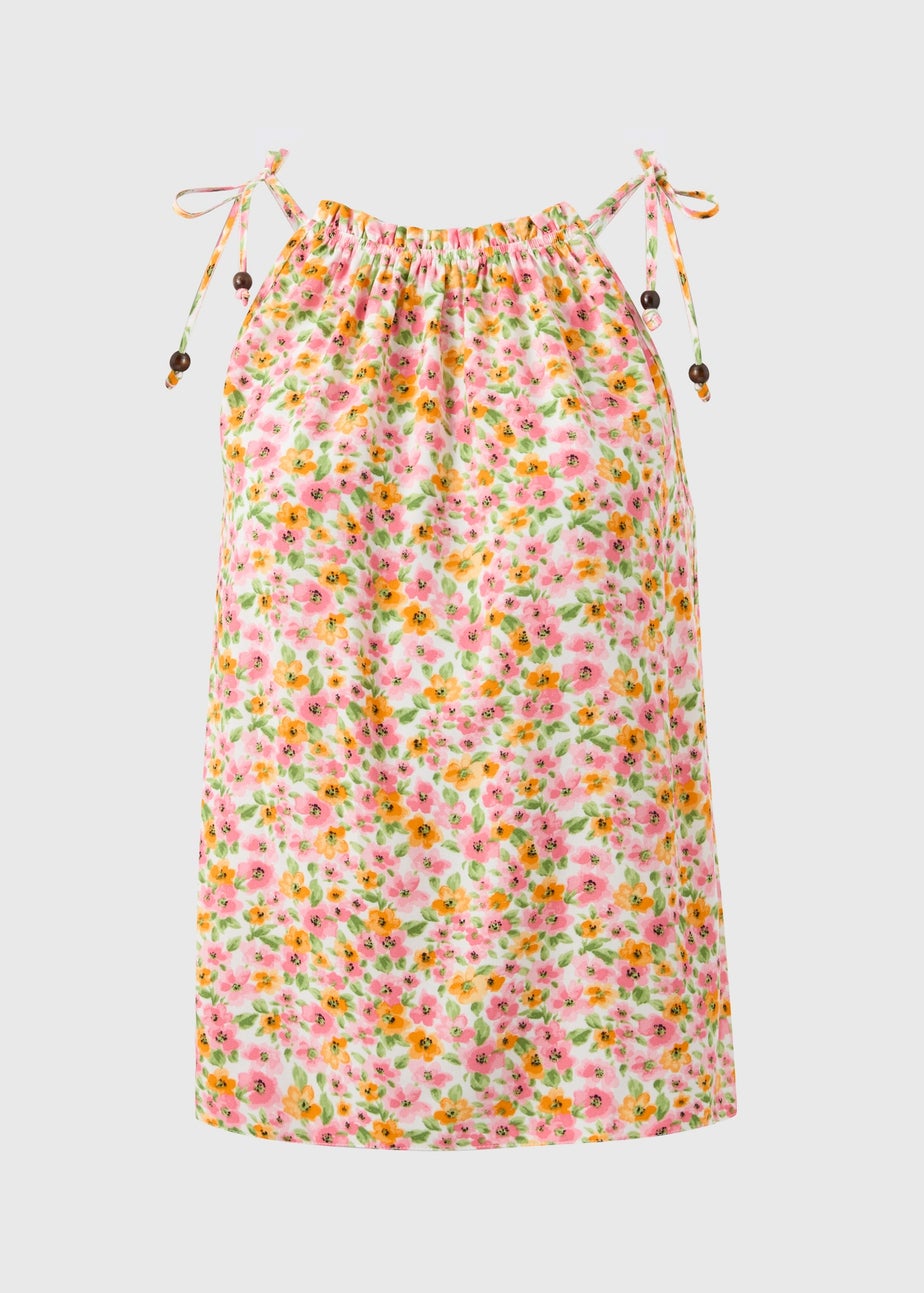 Multicolour Floral High Neck Cami Top