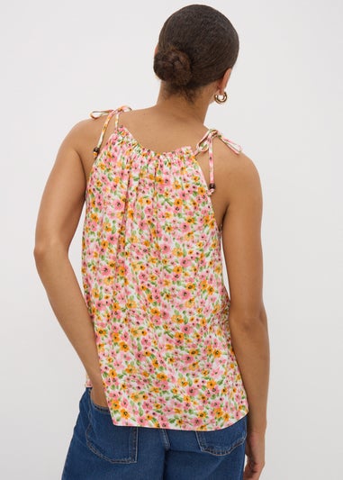 Multicolour Floral High Neck Cami Top