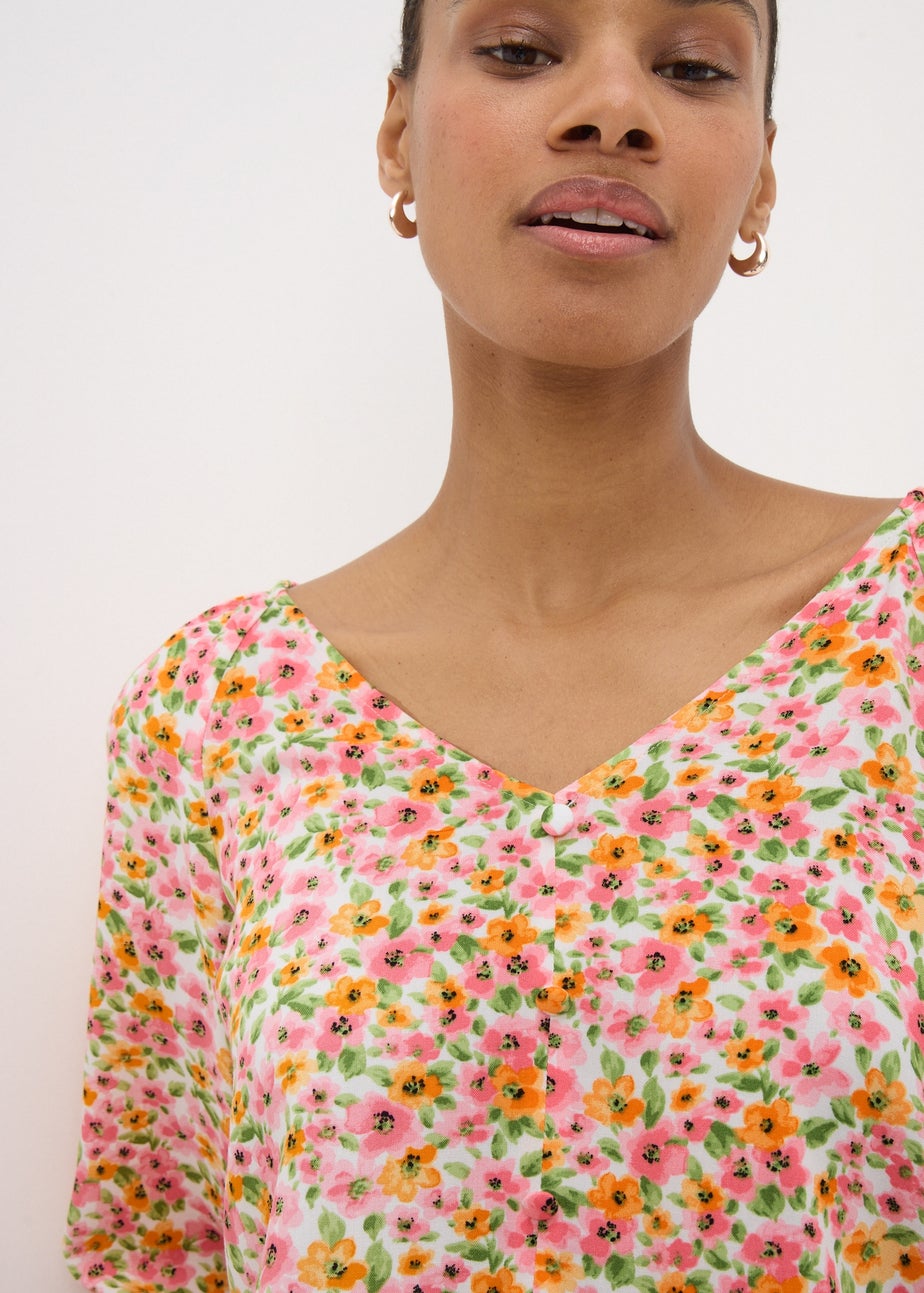 Pink Floral Tea Blouse