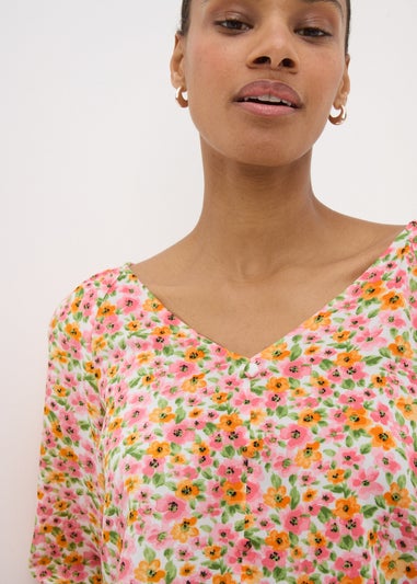 Pink Floral Tea Blouse