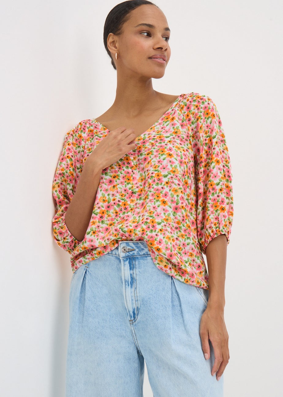 Pink Floral Tea Blouse