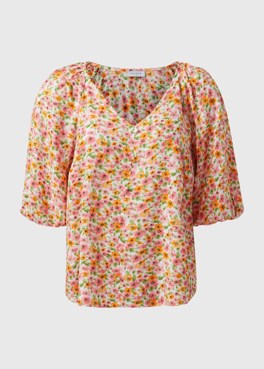 Pink Floral Tea Blouse