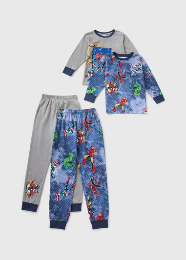 Marvel 2 Pack Boys Blue Pyjama Sets (4-13yrs)