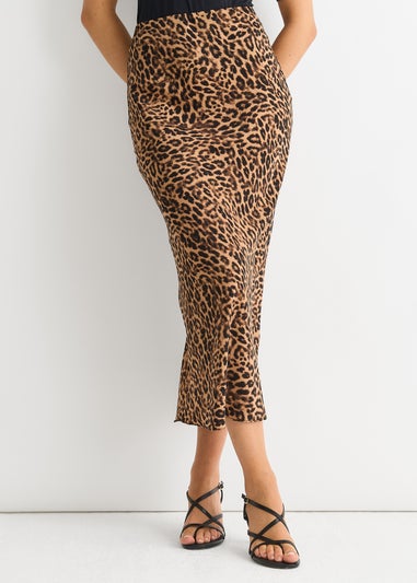 Gini London Brown Animal Print Maxi Skirt