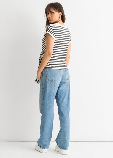 Gini London Grey Stretch Stripe Top