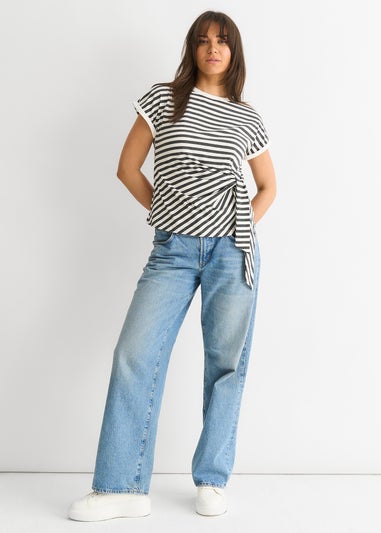 Gini London Grey Stretch Stripe Top