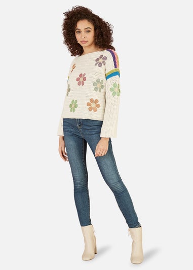 Yumi Cream Crochet Flower Jumper