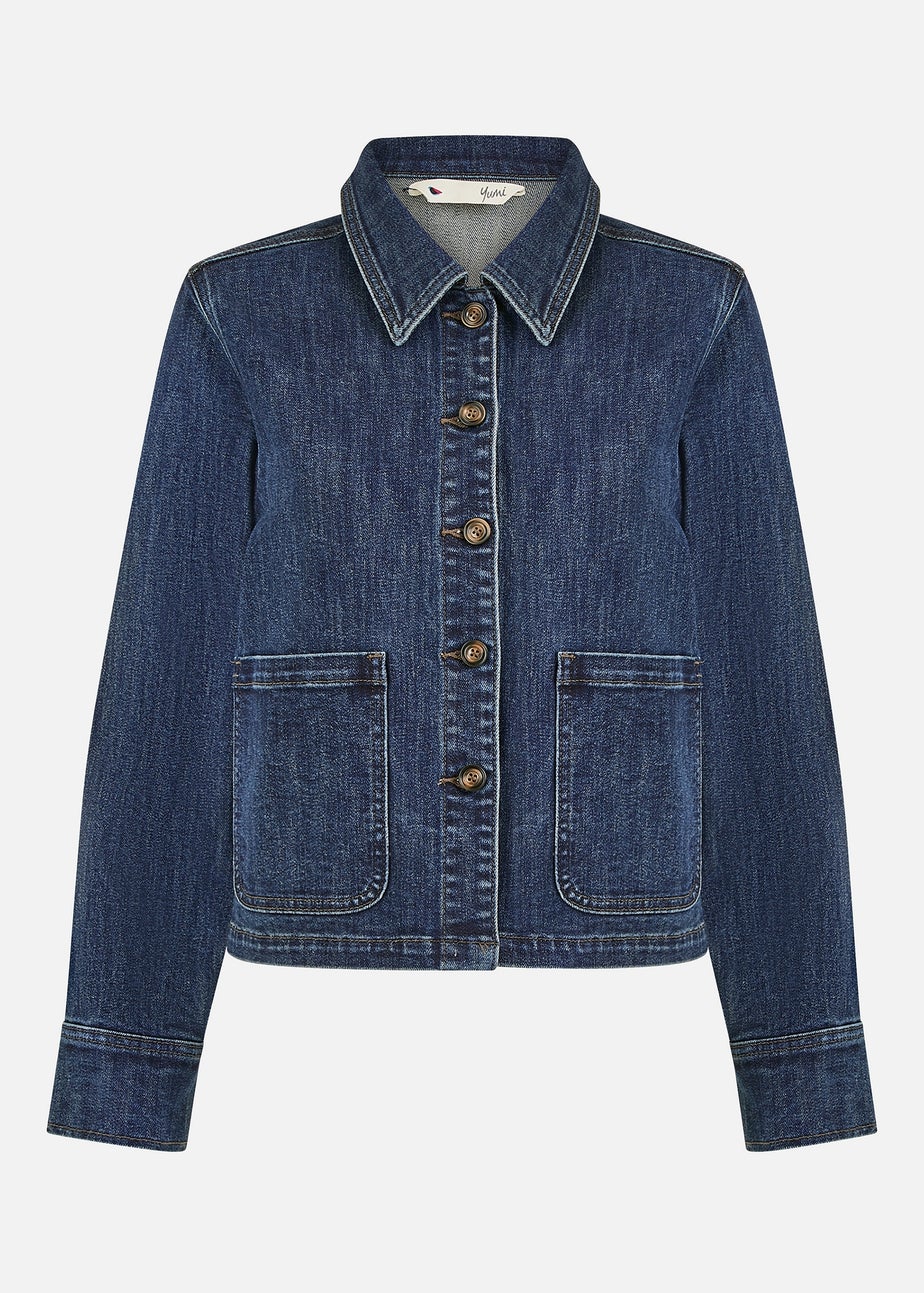 Yumi Blue Denim Jacket With Patch Pockets