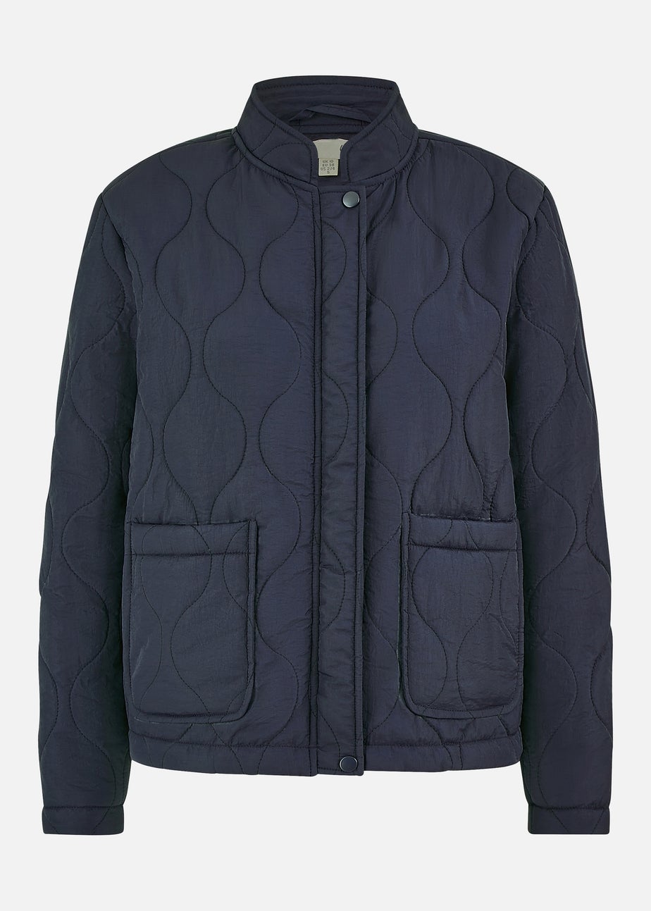 Yumi Navy Quilted Short Jacket