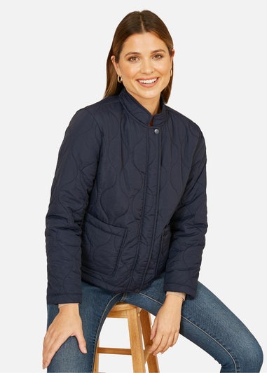 Yumi Navy Quilted Short Jacket