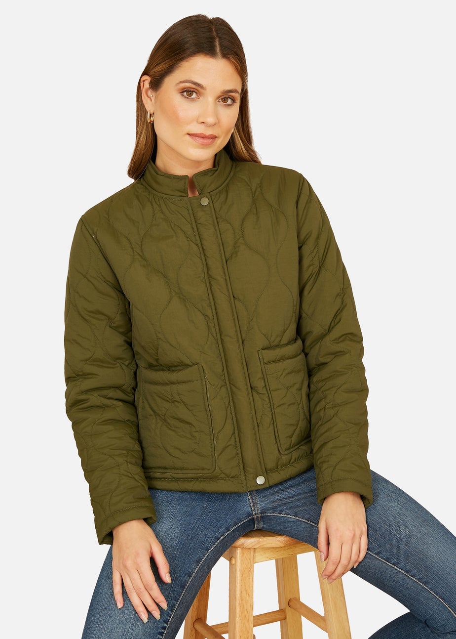 Yumi Green Short Quilted Jacket