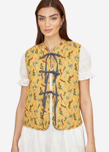 Yumi Blue Chambray Cotton Quilted Reversible Vest