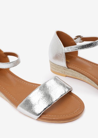 Where's That From Metallic Silver Eleanor Low Wedge Shoes