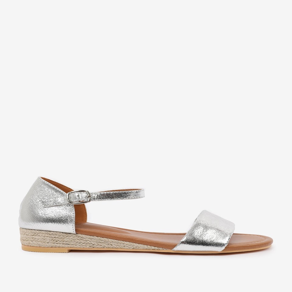 Where's That From Metallic Silver Eleanor Low Wedge Shoes