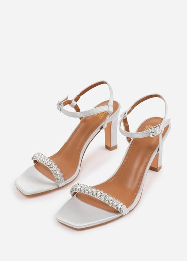 Where's That From Silver Satin Nala Strappy Block Heel