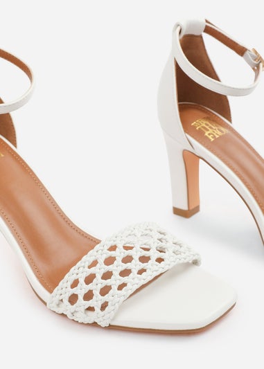 Where's That From White PU Naia Wide-Fit Strappy Block Heel
