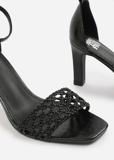 Where's That From Black PU Naia Braided Strappy Block Heel