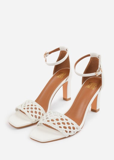 Where's That From White PU Naia Braided Strappy Block Heel