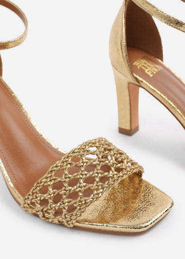 Where's That From Gold PU Naia Braided Strappy Block Heel
