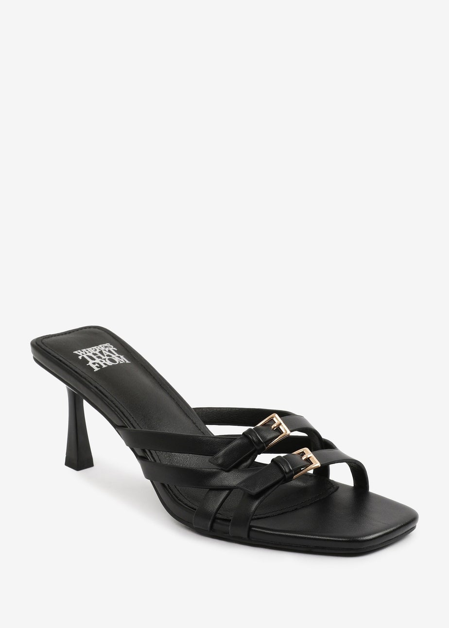 Where's That From Black PU Ariela Cross-Over Buckle Details Strap Heel