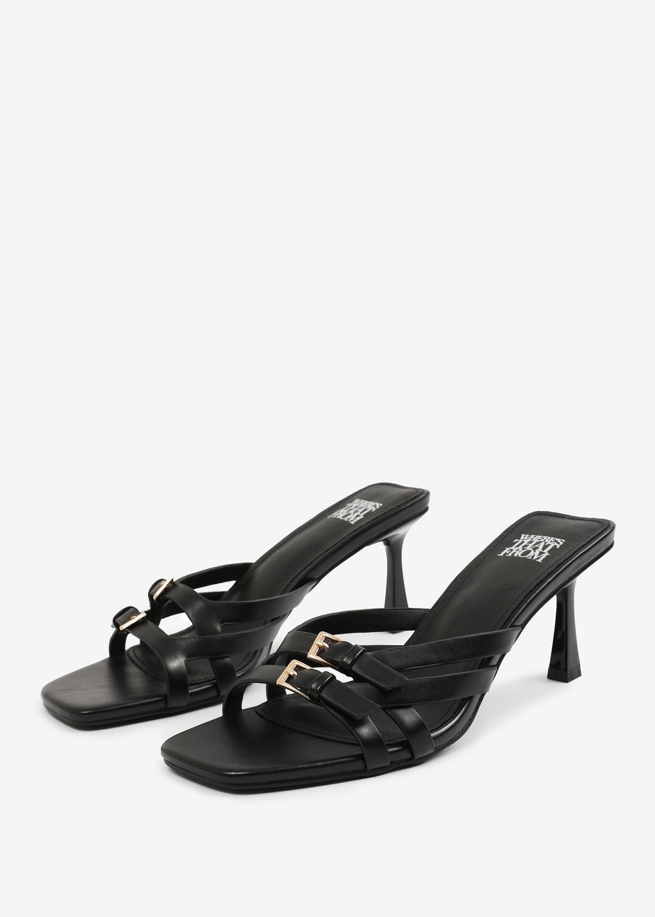 Where's That From Black PU Ariela Cross-Over Buckle Details Strap Heel