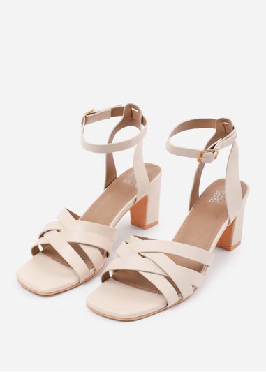 Where's That From Cream PU Caity Triple Link Chain Detail Sandals